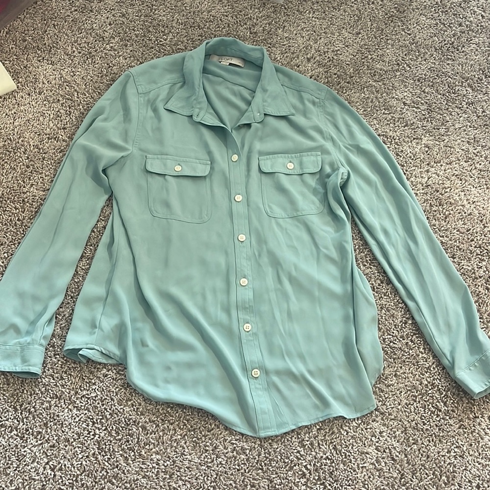 loft teal long sleeve